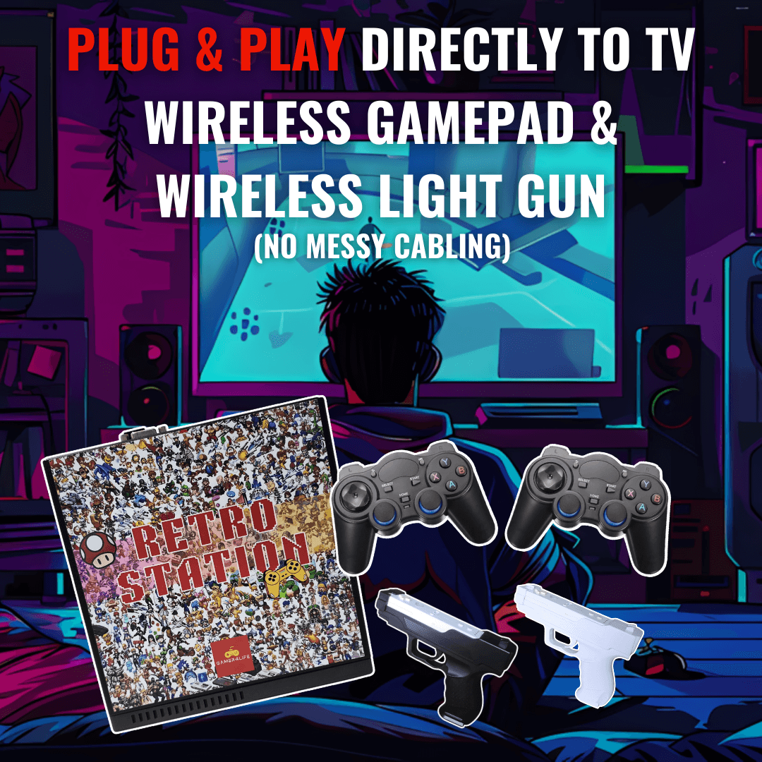 PLUG & PLAY TV RETRO CONSOLE GAMES BATOCERA MINI PC + LIGHT GUN